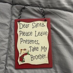 Festive Red Holiday Sign - Dear Santa Message